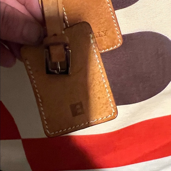Bally Cream, Red, and Brown Geometric Tote - Picture 3 of 11
